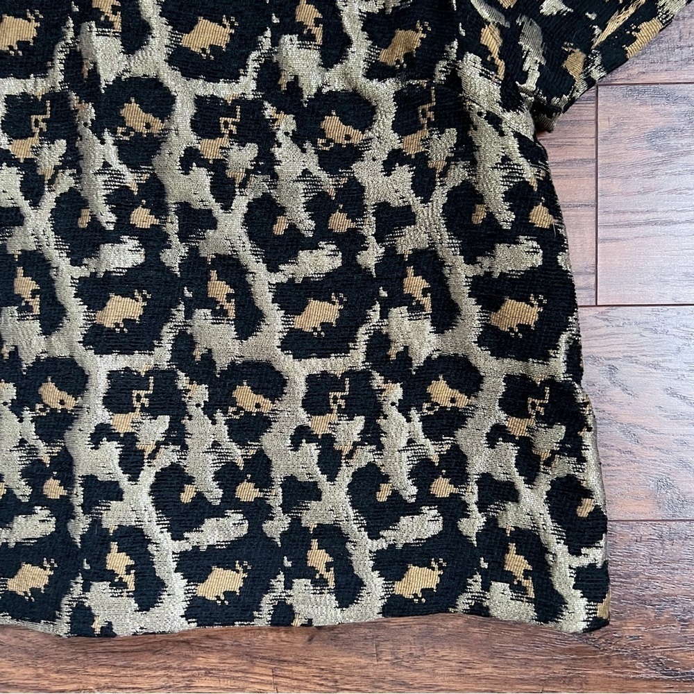Hutch • Anthro Leopard Top metallic brocade gold black boxy bow neck - Picture 7 of 10